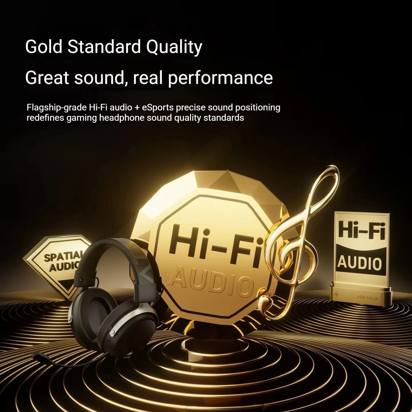 ATK N9 Pro Four-mode Gaming Headset Wireless bluetooth Headphone 53mm Large Driver Unit 3D Spatial Audio Built-in ENC Noise Cancelling Microphone 1500mAh Massive Battery Support 3.5mm USB Playback On-ear E-sports Headphones — view 4