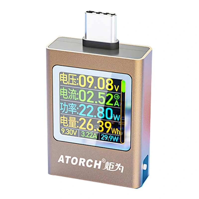 ATORCH AT085C DC4.5-50V 0-12A 600W PD3.1 Digital Display Voltage Ammeter for Power Bank Meter Type-C Mobile Phone Charger TFT G-Sensor Tester — view 2