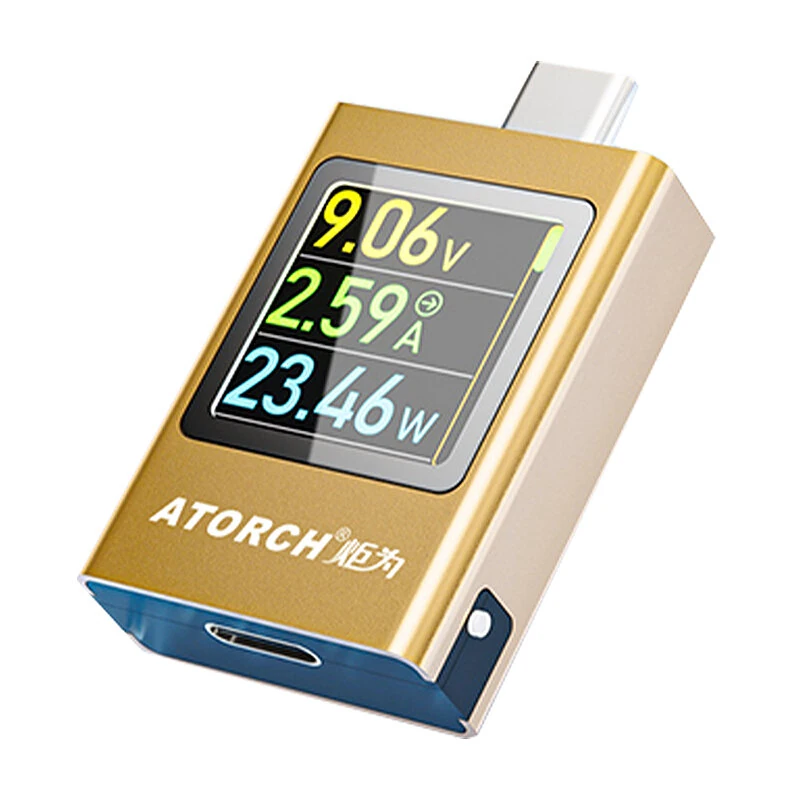 ATORCH AT085C DC4.5-50V 0-12A 600W PD3.1 Digital Display Voltage Ammeter for Power Bank Meter Type-C Mobile Phone Charger TFT G-Sensor Tester — view 3