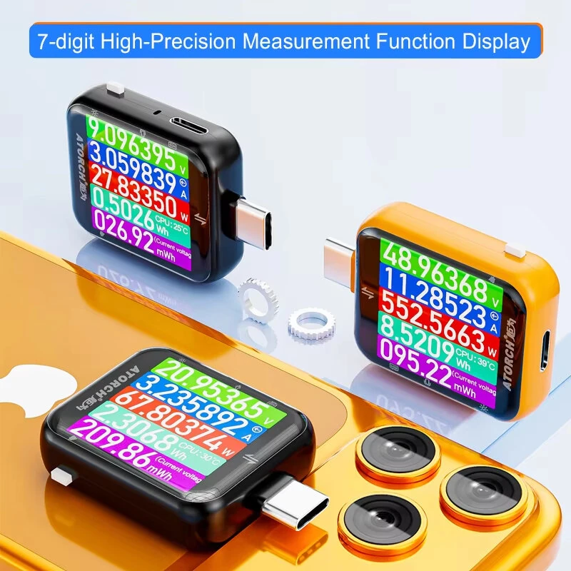 ATORCH T3 Type-C Tester USB Voltmeter Ammeter DC4.5-50V 0-12A 600W Touch Control Power Capacity Meter — view 4