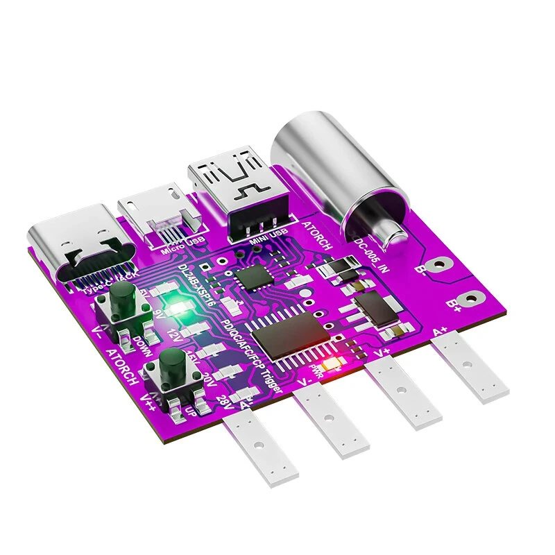 ATORCH Type-C PD3.1 Fast Charging Protocol 4-Wire Test Board Voltage Meter Deceiver 140W Charger Aging Tool For DL24 Load Tester