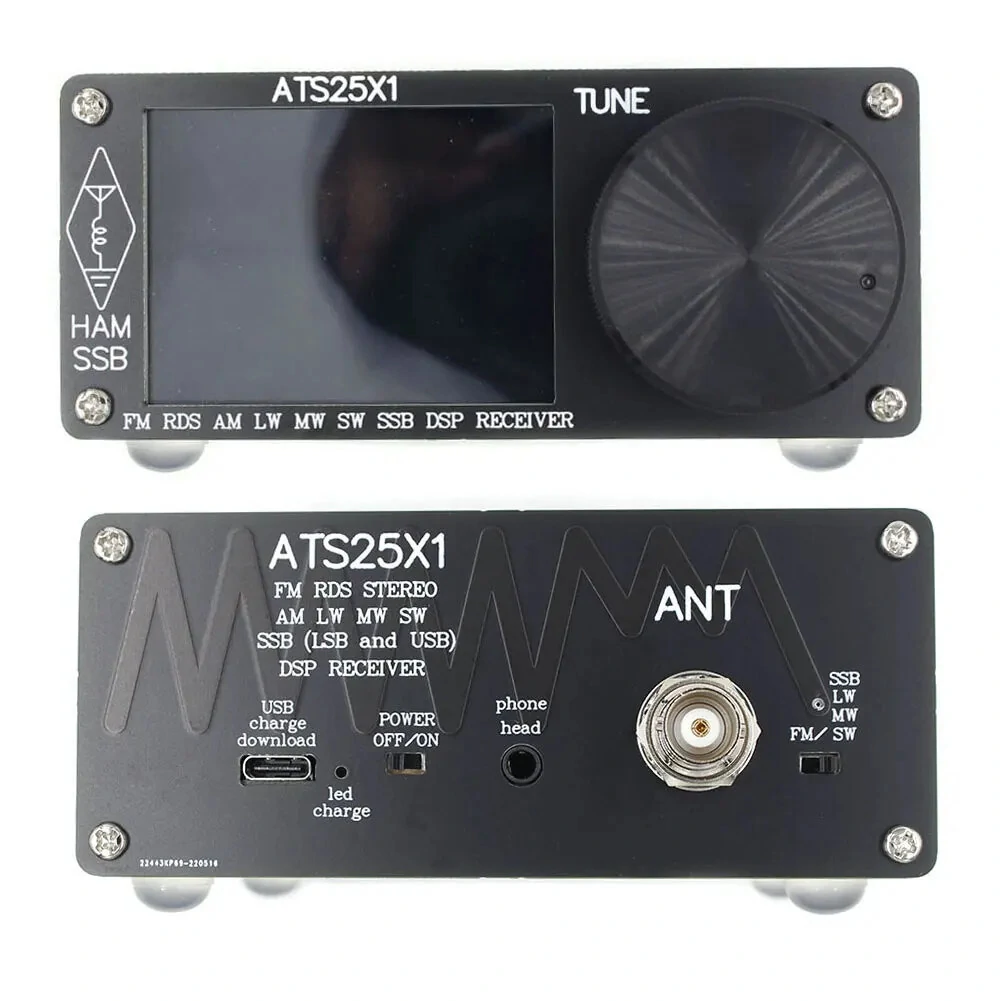 ATS25X1 Full-Band DSP Radio Receiver FM/LW/MW/SSB Receiver Si4732 Chip Portable FM Radio 2.4inch Touch Screen Built in Battery with Antenna — view 2