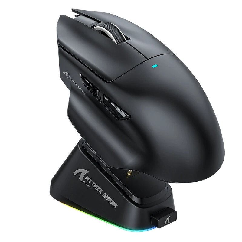 ATTACK SHARK V6 Tri-mode Gaming Mouse with RGB Charging Dock PAW3311 Sensor BK52820 MCU 25000DPI 1KHz Return Rate Ergonomics E-sports Gamer Mice 65g Lightweight