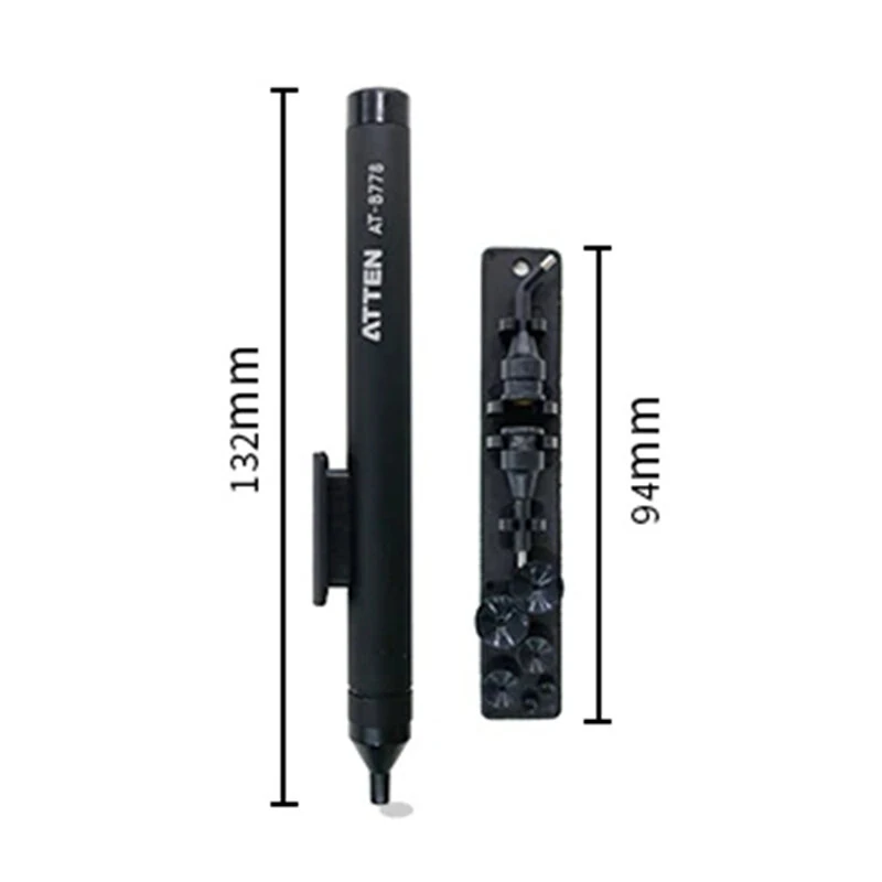 ATTEN AT-B778 Antistatic Manual Vacuum Suction Pen With Straight Bent Nozzles 6 Suction Discs Black — view 4