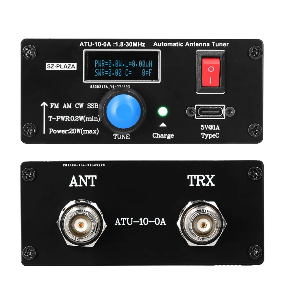 ATU-10-0A 20W 1.8-30MHz Mini Automatic Antenna Tuner OLED Display Aluminum Alloy Outcase with1800MAh Battery ATU Antenna Tuner — view 5