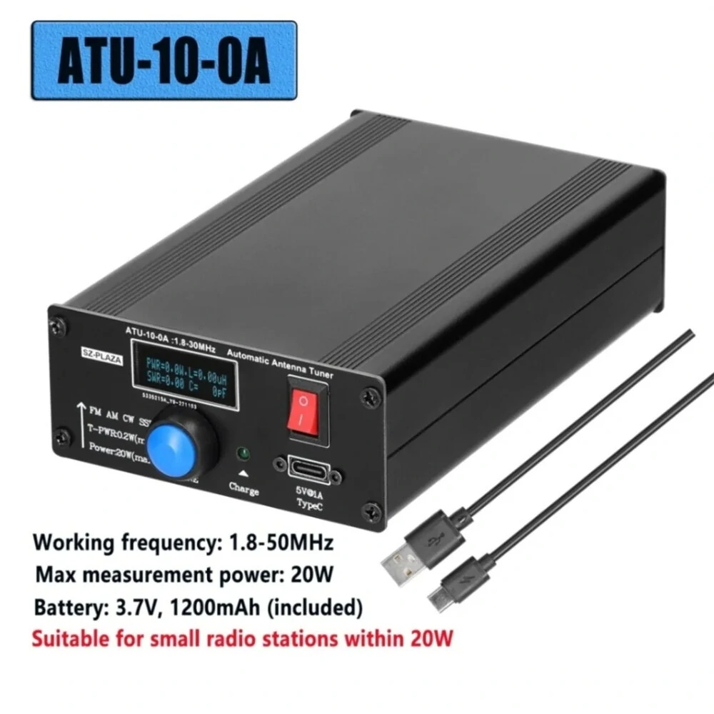 ATU-10-0A 20W 1.8-30MHz Mini Automatic Antenna Tuner OLED Display Aluminum Alloy Outcase with1800MAh Battery ATU Antenna Tuner — view 8