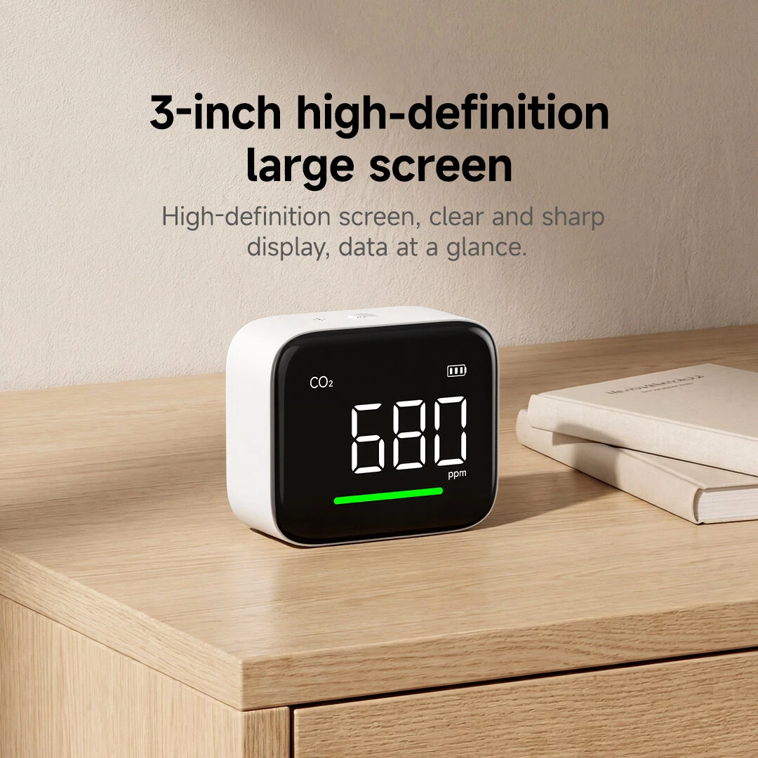 Atuman CF1 Multifunctional Carbon Dioxide Tester CO2 Temperature Humidity Display Clock display 3 inch Screen High Accuracy Type-C Charging 2200mAh Battery — view 2