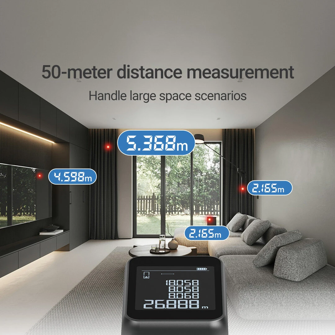 ATuMan LSA Laser Rangefinder 50m High Precision Handheld Distance Measurement Tool Multifunctional Compact Design Industrial Construction Large Screen Display — view 4