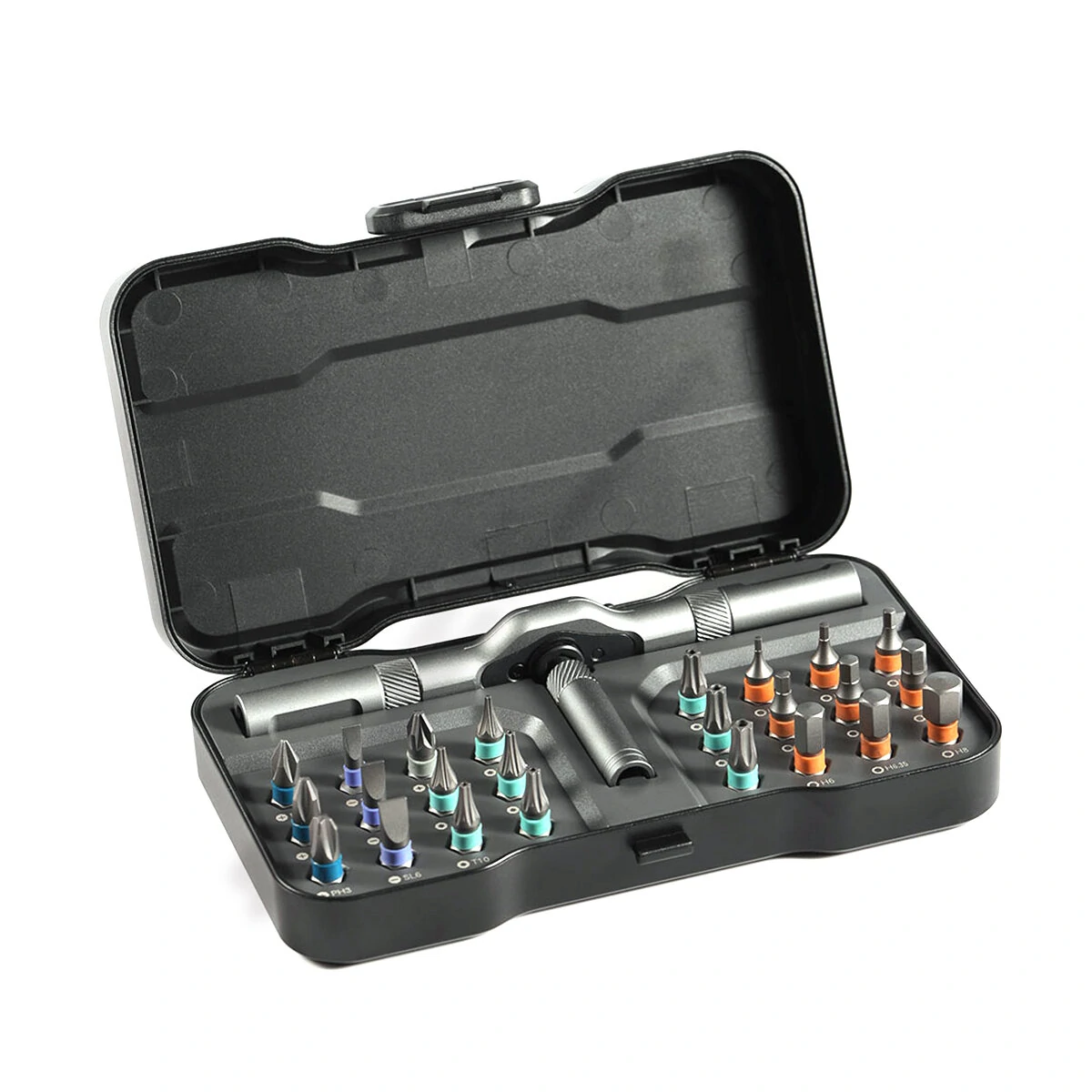 ATuMan RS1 Multipurpose Ratchet Screwdriver Set 24 Bits S2 Alloy 6063 Aluminum Handle 58-Tooth 6.2 Degree Ratchet Tool Kit