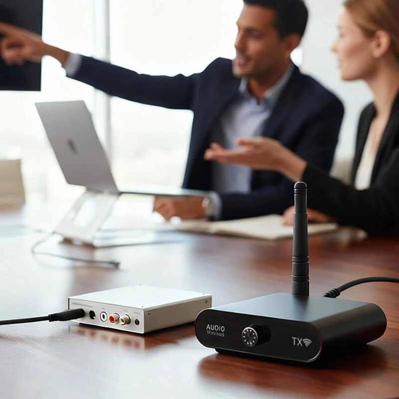 AU2410 Wireless Audio Transmitter and Receiver 15ms Low Latency 100m Range Hi-Fi Stereo Sound Support One to Many Plug and Play — view 4