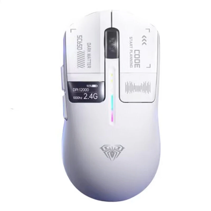 AULA SC650 Tri-mode Gaming Mouse with Smart Screen Display PAW3311 Sensor RGB Lighting 800-12000DPI 1000Hz 500mAh Battery Lightweight Design E-sports Gamer Mice for PC Laptop Computer — view 6