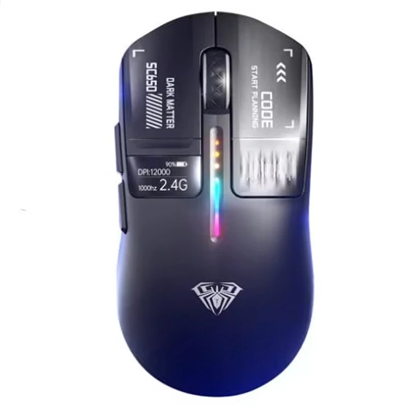 AULA SC650 Tri-mode Gaming Mouse with Smart Screen Display PAW3311 Sensor RGB Lighting 800-12000DPI 1000Hz 500mAh Battery Lightweight Design E-sports Gamer Mice for PC Laptop Computer — view 8