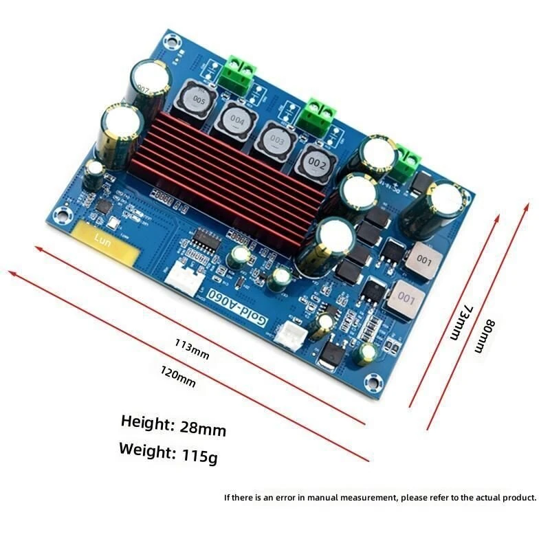 Auto-Boost High-Power Bluetooth Digital Amplifier Board TPA3116D2 Class D with 100W+100W Dual Channel Output Gold-A060 — view 5