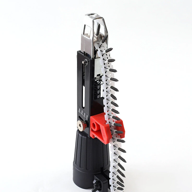 Automatic Chain Screw Gun Adapter For Electric Drill Adjustable Depth Nail Gun Attachment Woodworking Power Tool Part With 50 Screws And Bit — view 2