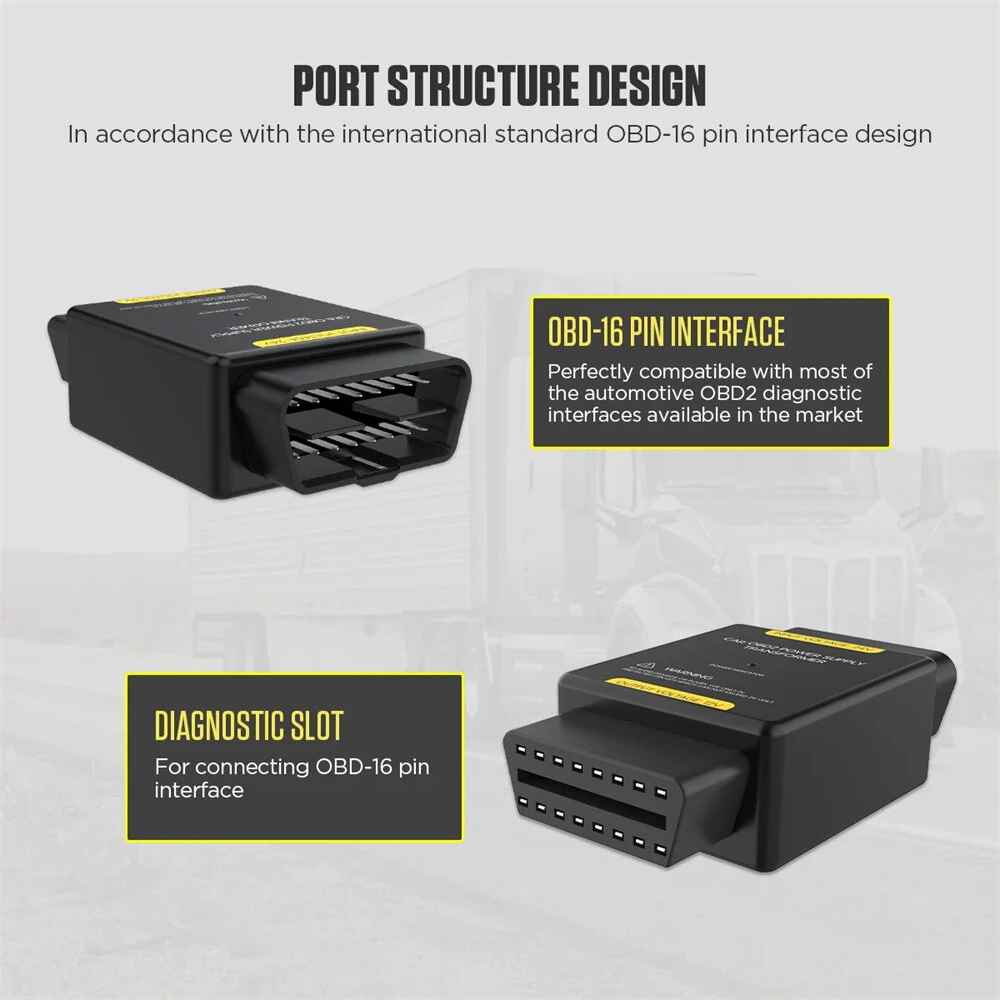 AUTOOL OBD 24V To 12V Converter Car OBD Power Supply Transformer Power Adapter OBD2 Adapter Connector — view 10
