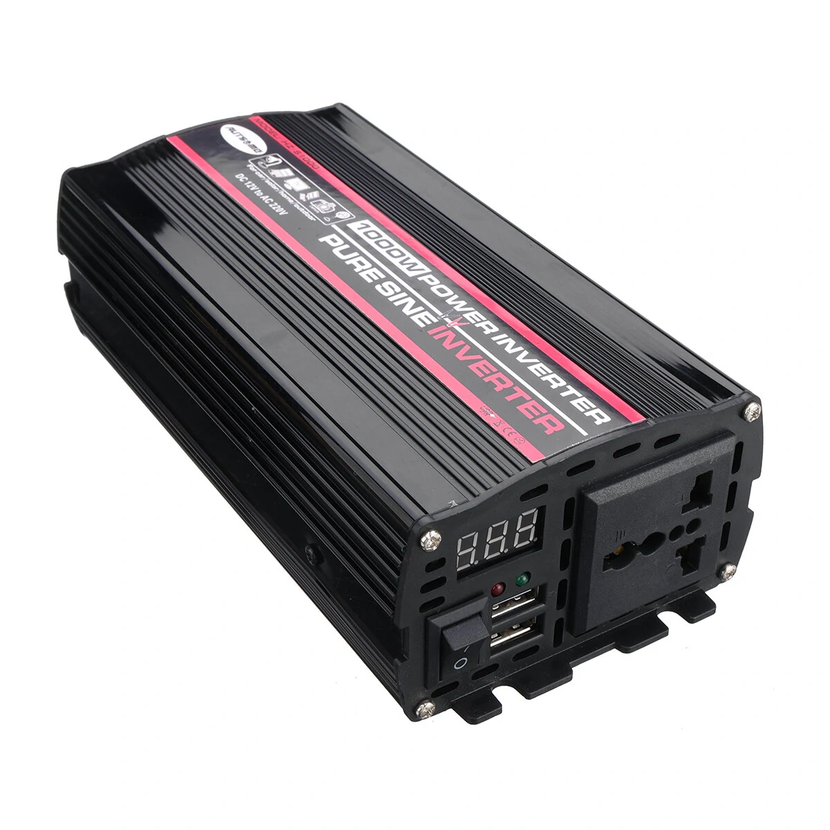 AUTSOME 12V to 220V Converter Pure Sine Wave Power Inverter Car Solar Dual USB Charger With LED Display — view 10