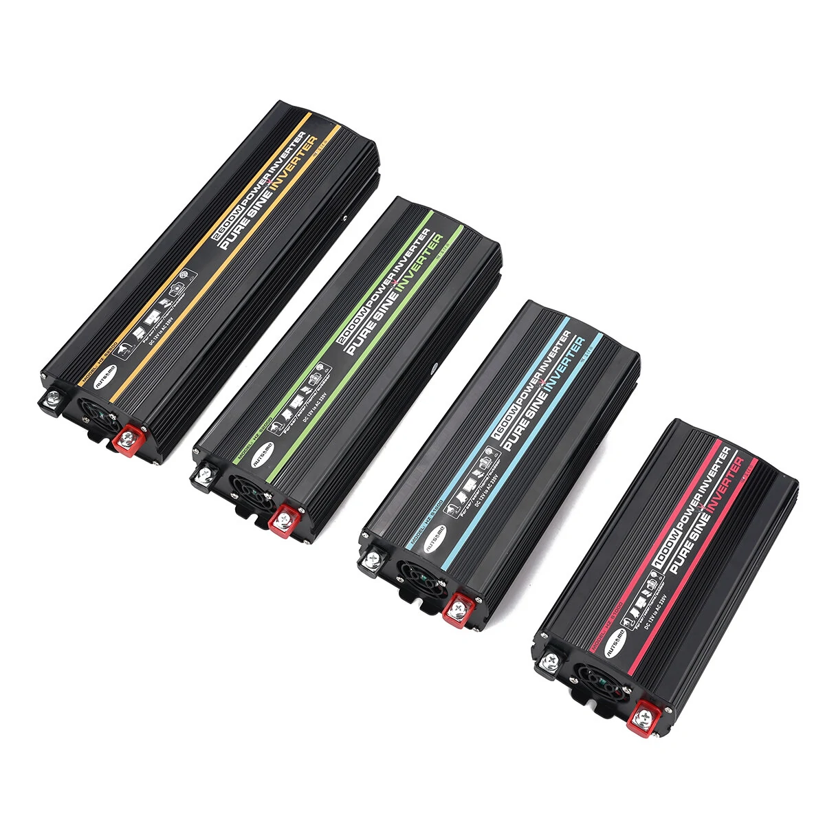 AUTSOME 12V to 220V Converter Pure Sine Wave Power Inverter Car Solar Dual USB Charger With LED Display — view 3