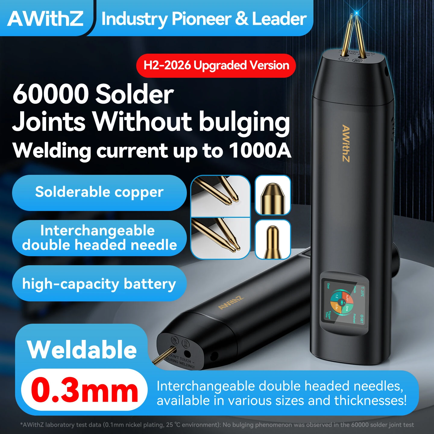 AWithZ H2 Portable Spot Welder 1000A 90-Gear Adjustable Mini Welding Machine Tool For 0.3mm Nickel Strip DIY Battery Pack — view 2