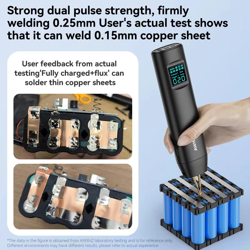AWithZ HD2 Portable Spot Welder 90 Level Adjustable Lithium Battery Powered Welding Tool Type-C USB Charger Dual Pulse Up to 0.25mm Nickel Strip — view 4