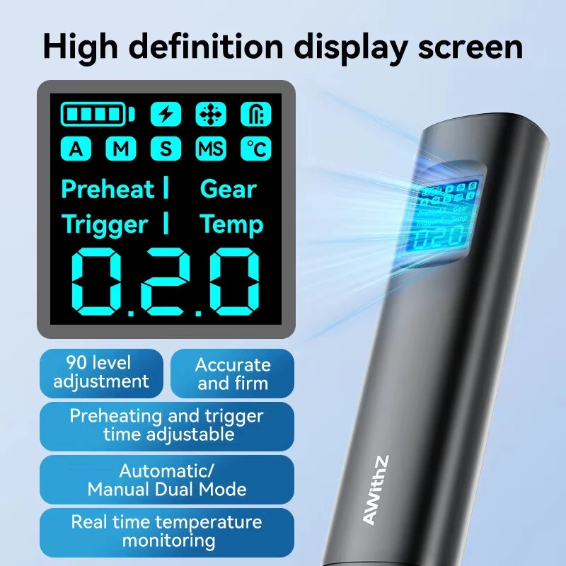 AWithZ HD2 Portable Spot Welder 90 Level Adjustable Lithium Battery Powered Welding Tool Type-C USB Charger Dual Pulse Up to 0.25mm Nickel Strip — view 5