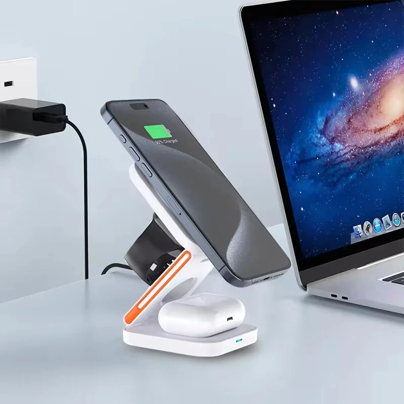 Bakeey 3-in-1 30W Foldable Wireless Charger Fast Magnetic Wireless Charging Stand for Smart Phones for iPhone 15 14 13 for Airpods for Apple Watch — view 7