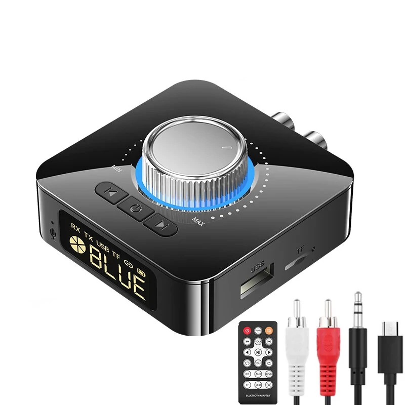 Bakeey M5 Digital Display bluetooth V5.0 Audio Transmitter Receiver Wireless 3.5mm Aux / 2RCA Audio Adapter / Support USB Disk TF Card For TV PC Speaker Car Sould System Home Sound System