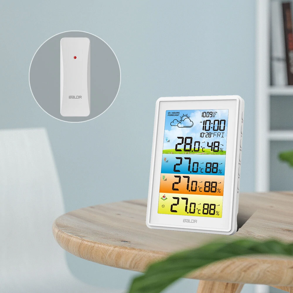 BALDR 3 Sensors Weather Station Wireless Indoor Outdoor Thermometer with Alarm Clock / Calendar / Weather Forecast — view 11