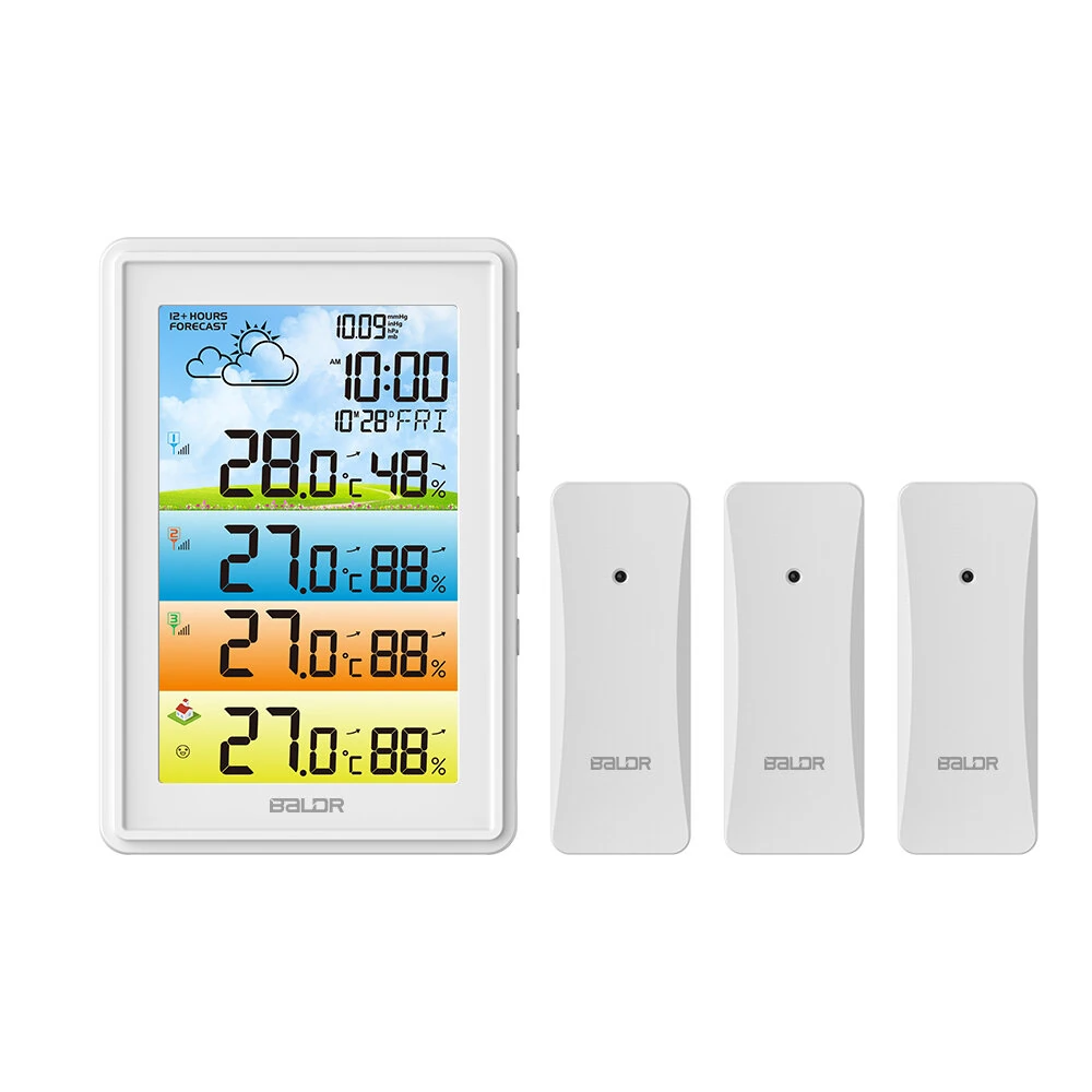 BALDR 3 Sensors Weather Station Wireless Indoor Outdoor Thermometer with Alarm Clock / Calendar / Weather Forecast — view 3