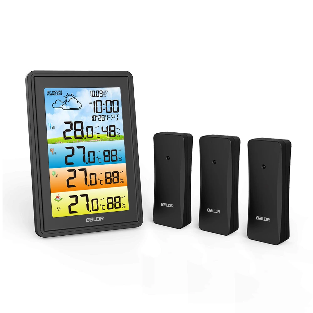 BALDR 3 Sensors Weather Station Wireless Indoor Outdoor Thermometer with Alarm Clock / Calendar / Weather Forecast — view 4