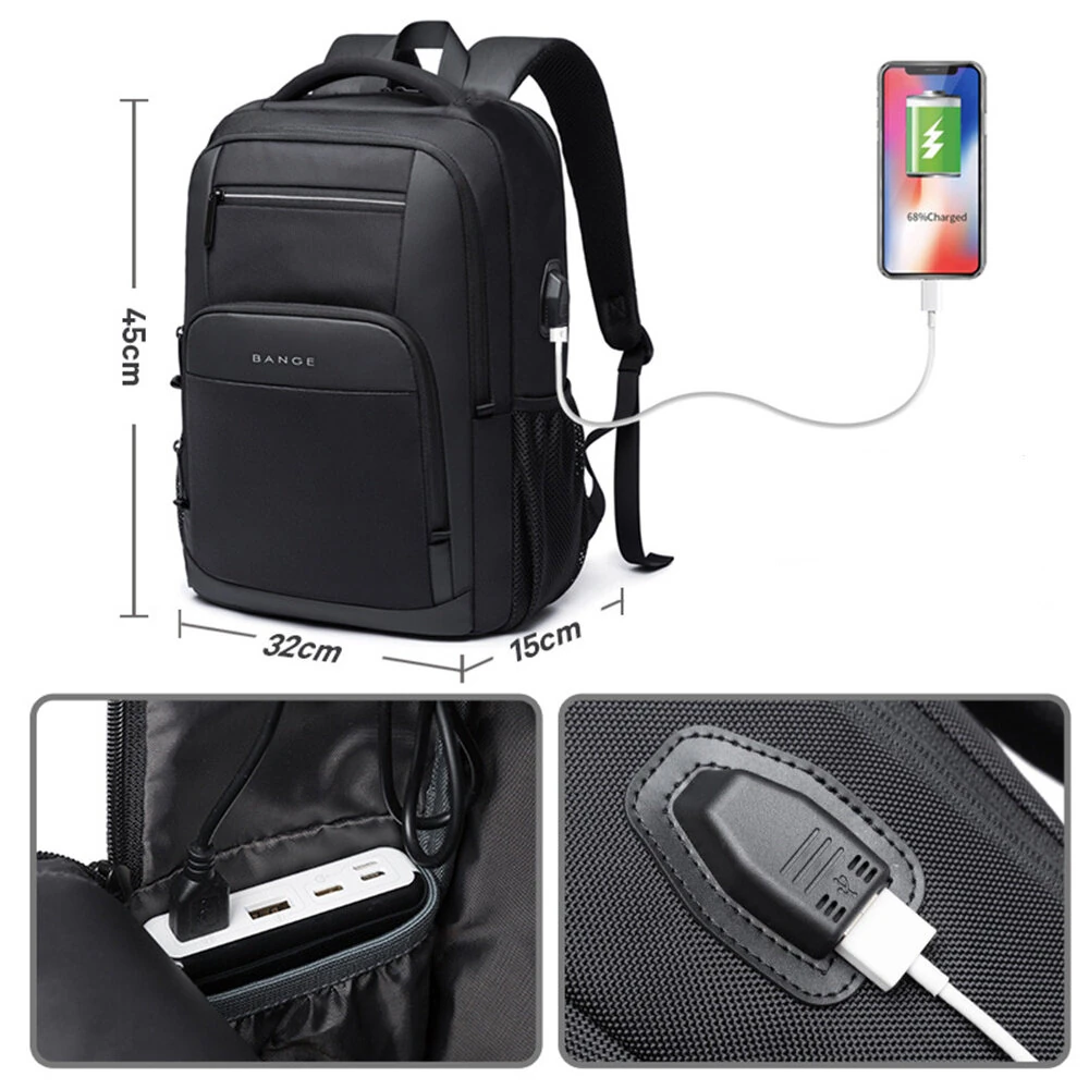BANGE Backpack Men's Shoulder Bag 15.6 Laptop Computer Bag Casual Sports Travel Backpack Breathable Large Capacity USB Charging Backpack — view 3