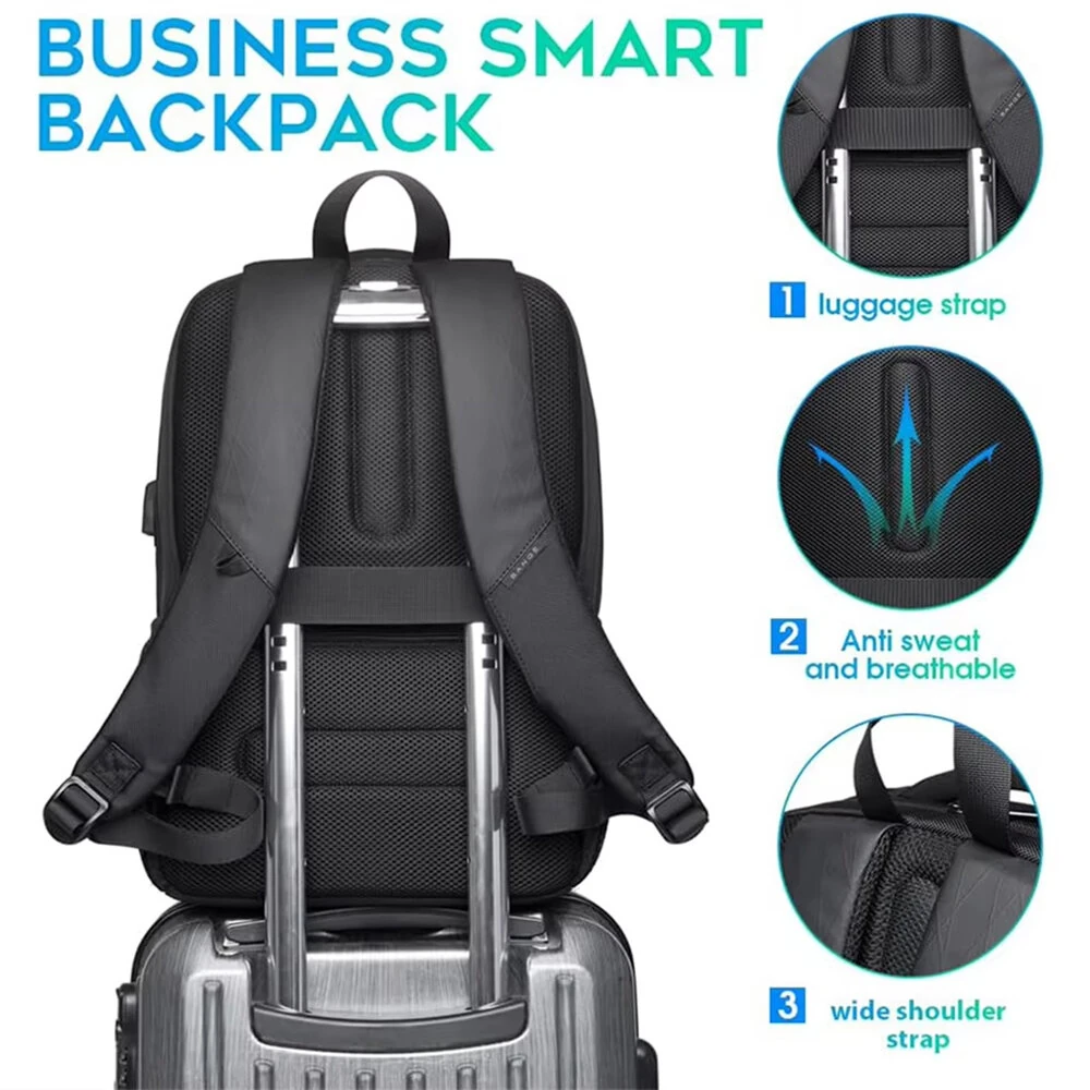 BANGE Backpack Men's Shoulder Bag 15.6 Laptop Computer Bag Casual Sports Travel Backpack Breathable Large Capacity USB Charging Backpack — view 5