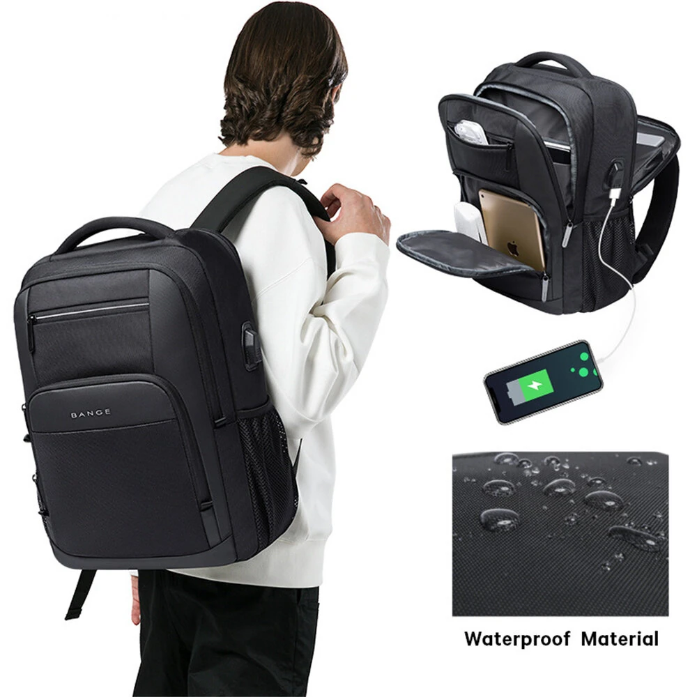 BANGE Backpack Men's Shoulder Bag 15.6 Laptop Computer Bag Casual Sports Travel Backpack Breathable Large Capacity USB Charging Backpack — view 6