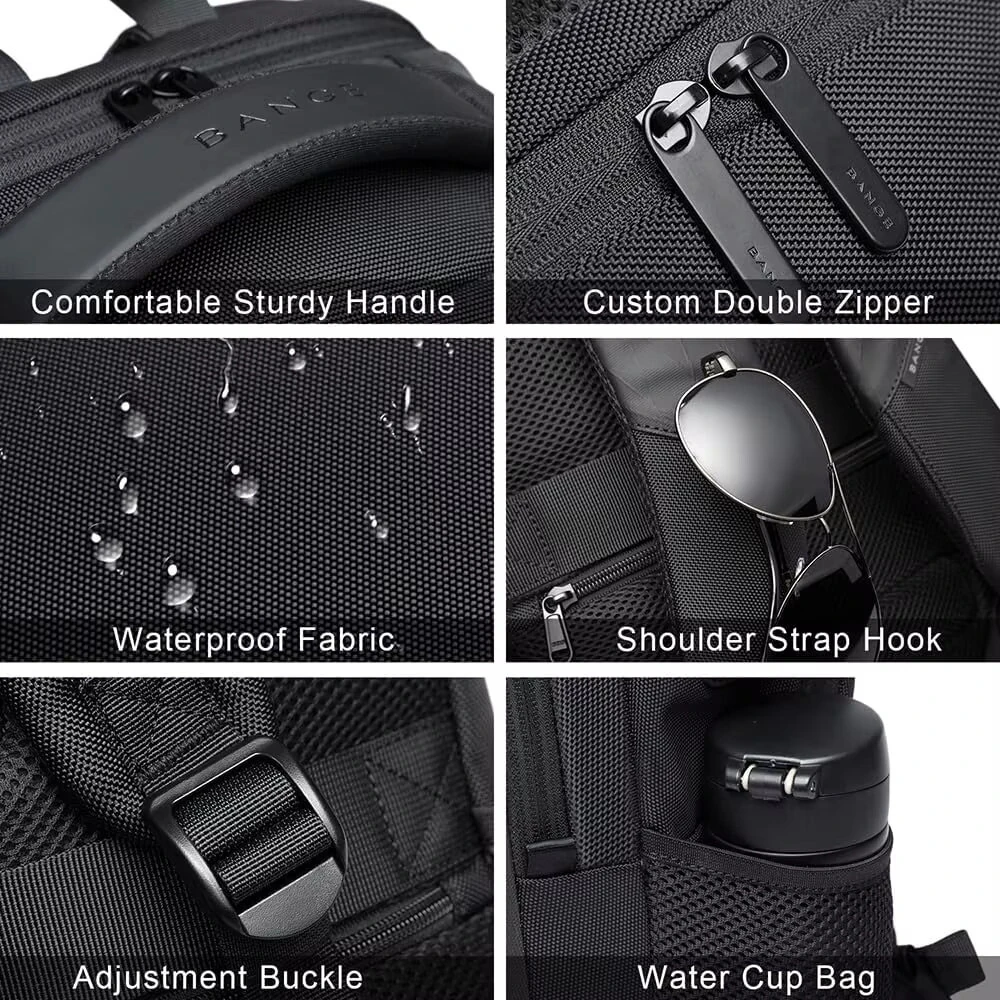 BANGE Backpack Men's Shoulder Bag 15.6 Laptop Computer Bag Casual Sports Travel Backpack Breathable Large Capacity USB Charging Backpack — view 8