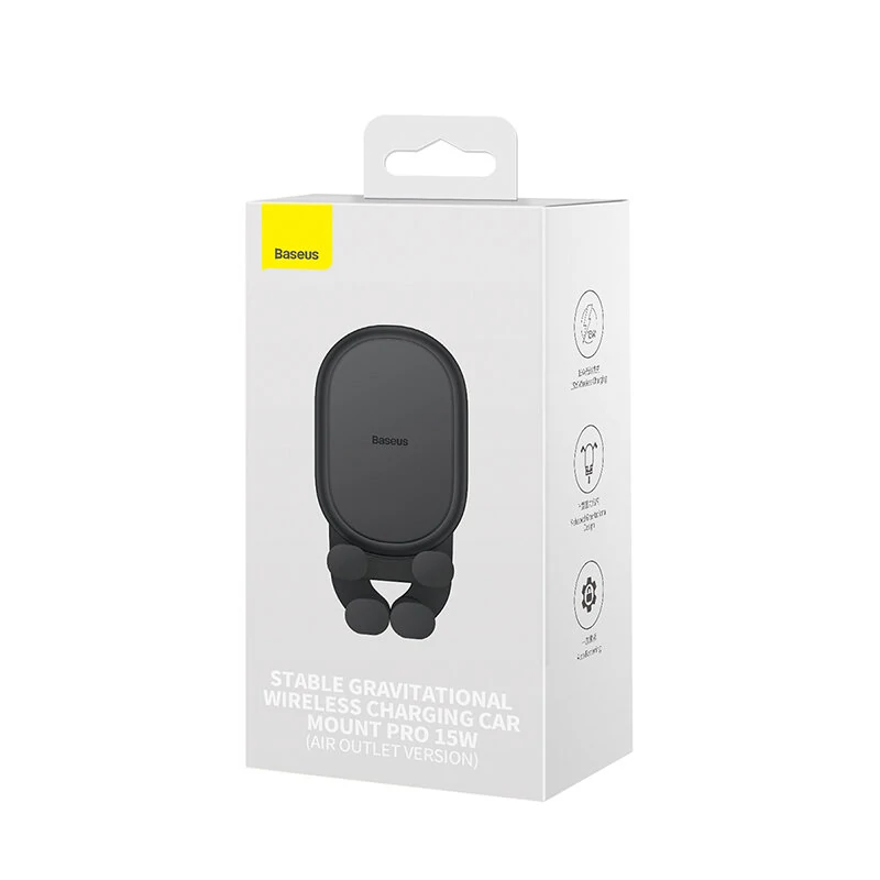Baseus 15W Air Outlet Wireless Car Charger Phone Holder Stable Gravitational Mount 360° Rotation Auto Fastening — view 7