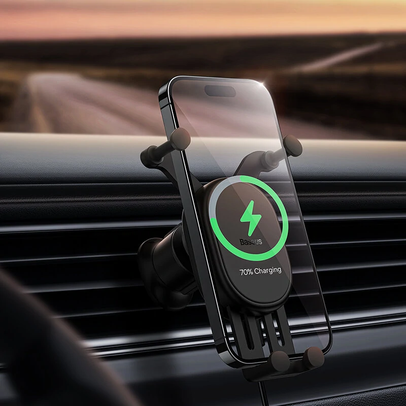 Baseus 15W Air Outlet Wireless Car Charger Phone Holder Stable Gravitational Mount 360° Rotation Auto Fastening — view 9