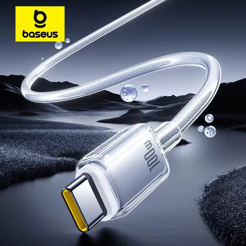 Baseus Crystal 100W/7.5W USBA to USB-C Cable Fast Charging Data Transmission Copper Core Line 1M/2M Long for iPhone 17 17Pro 16 Pro Max 15 for Huawei Mate XTs for Xiaomi 17pro for OPPO for VIVO — view 2