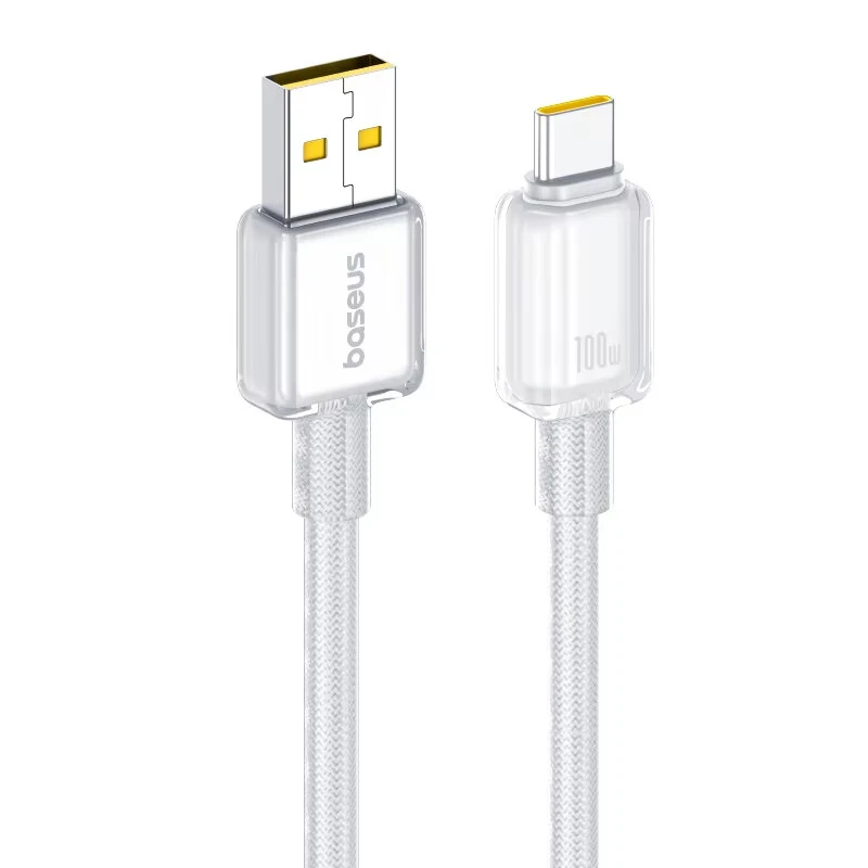 Baseus Crystal 100W/7.5W USBA to USB-C Cable Fast Charging Data Transmission Copper Core Line 1M/2M Long for iPhone 17 17Pro 16 Pro Max 15 for Huawei Mate XTs for Xiaomi 17pro for OPPO for VIVO — view 7