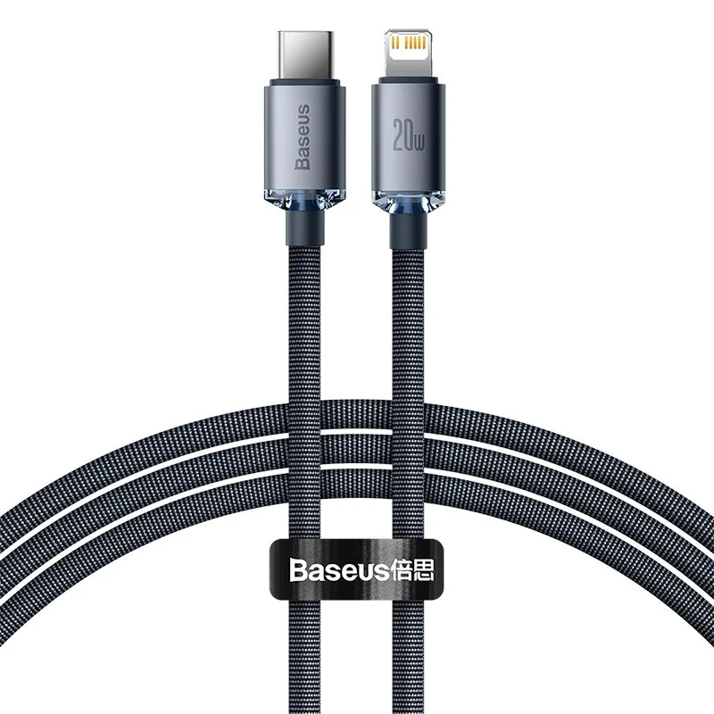Baseus Crystal Series PD20W Type-C to iP Cable Fast Charging Data Transmission Tinned Copper Core Line 1.2M/2M Long for iPhone 14 14 Plus 13 14 12 for iPad — Baseus