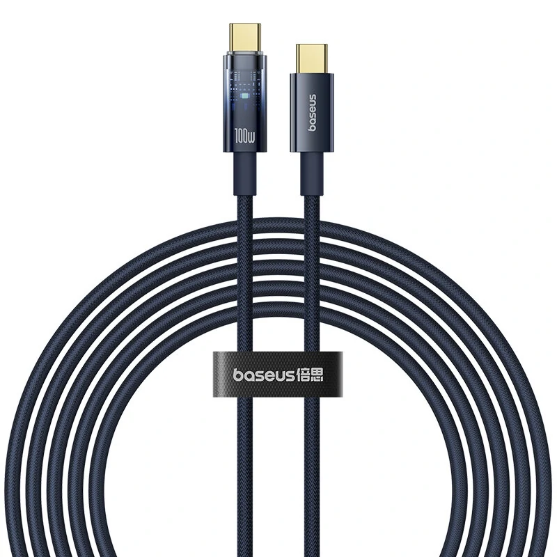Baseus Explorer Series PD100W Type-C to Type-C Cable Fast Charging Data Transmission Copper Core Line 1M/2M Long for iPhone 15 15 Plus for Huawei Pura 70 Ultra for Xiaomi Civi4 Pro