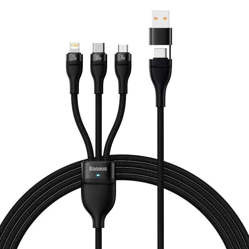 Baseus Flash Series II 100W USB-A/Type-C to Micro/iP/Type-C Cable PD QC Fast Charging Data Transmission Tinned Copper Core Line 1.2M Long for iPhone 15 14 13 for Samsung Galaxy S24 for Xiaomi Civi 4 Pro for Huawei Pura 7 Ultra — view 8