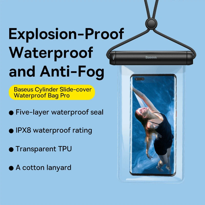 Baseus IPX8 Certificated Waterproof Phone Pouch Bag Explosion-proof Anti-fog Airbag Case with Lanyard For Phones Under 7.2 Inches For Samsung Galaxy S23 Ultra For Samsung Galaxy S23 Ultra For iPhone 14 Pro Max — view 3