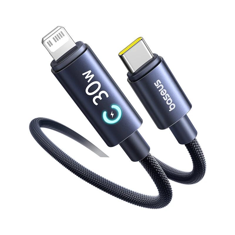 Baseus Lingxi Series 30W Type-C to iP Smart Power-off Cable PD3.0 Fast Charging Data Transmission Thickened Copper Core Line 1M/2M Long for iPhone 14 13 Pro Max 12 11