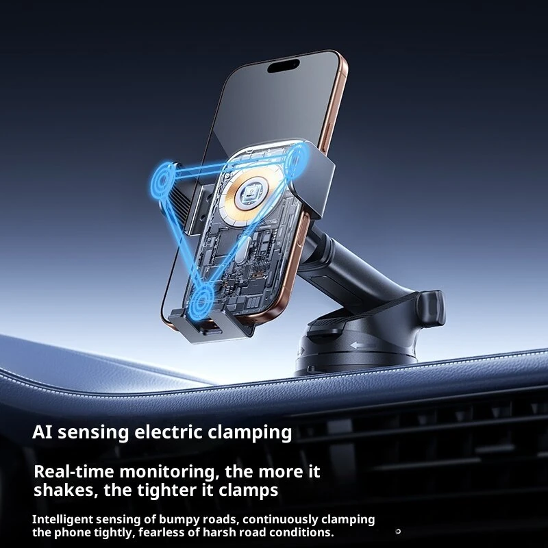 Baseus PrimeTrip VL1 Solar Powered Automatic Car Phone Holder with Auto Sensor Clamp 360° Rotation 300mAh Battery Central Console Mount Bracket Universal Compatible for 5.4-7.2 Inch Smartphones — view 5