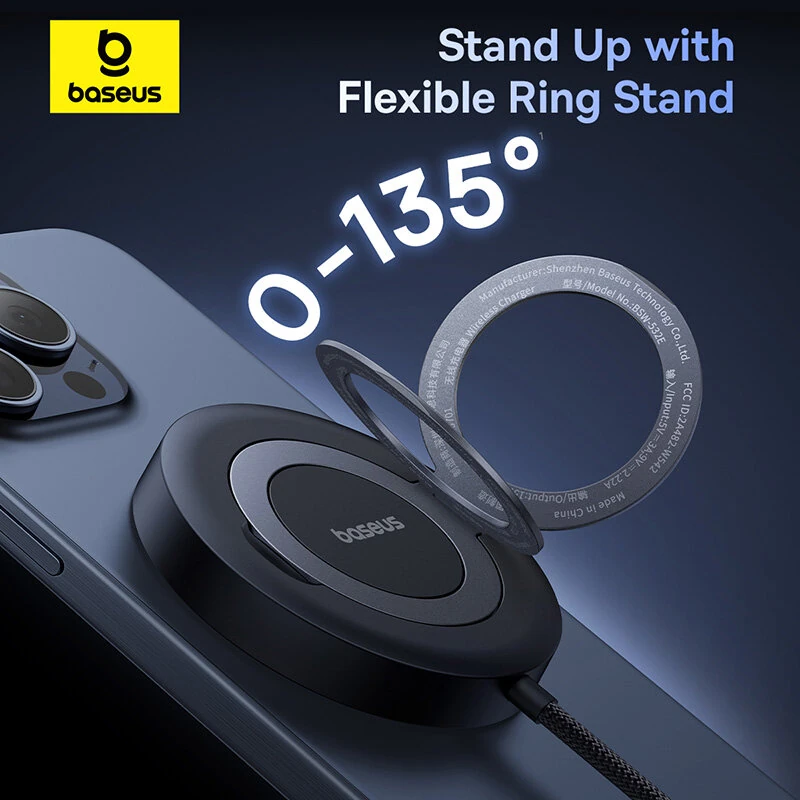Baseus Simple MIni4 15W Magnetic Wireless Charger Fast Wireless Charging Pad Built-in Stand for Smart Phones for iPhone 16 15 14 13 Pro for Huawei Mate XT for Xiaomi MIX Fold4 for Samsung Galaxy Z Fold6 — view 6