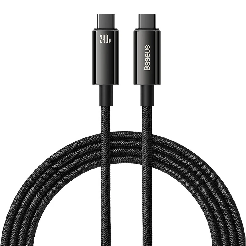 Baseus Tungsten Gold 240W Type-C to Type-C Cable PD3.1 Power Delivery Fast Charging Data Transmission Tinned Copper Core Line 1M/2M/3M Long for Huawei Mate50 for Samsung Galaxy S23 for Oppo Reno9 for Redmi K60