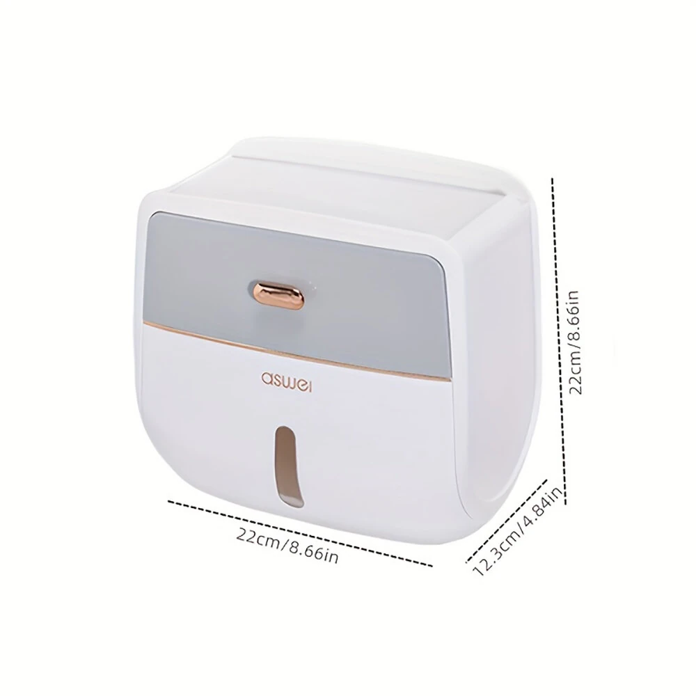 Bathroom Organizer Shelf Wall Mount Toilet Paper Holder Large Capacity Wall-mounted Double-layer Toilet Paper Holder No Drilling Installation Waterproof Paper Towel Storage Box Suitable for Bathroom Organization — view 10