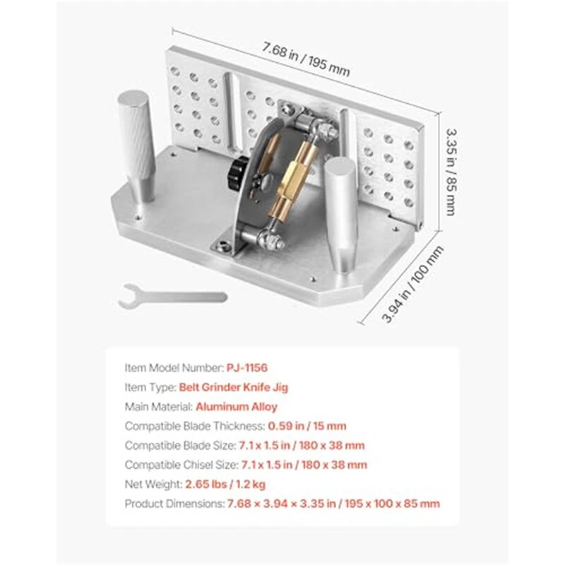 Belt Grinder Knife Jig Adjustable 85-115 Degree Aluminum Alloy Knife Sharpening Guide Compatible with Belt Sander Bench Grinder Knife Sharpener — view 7