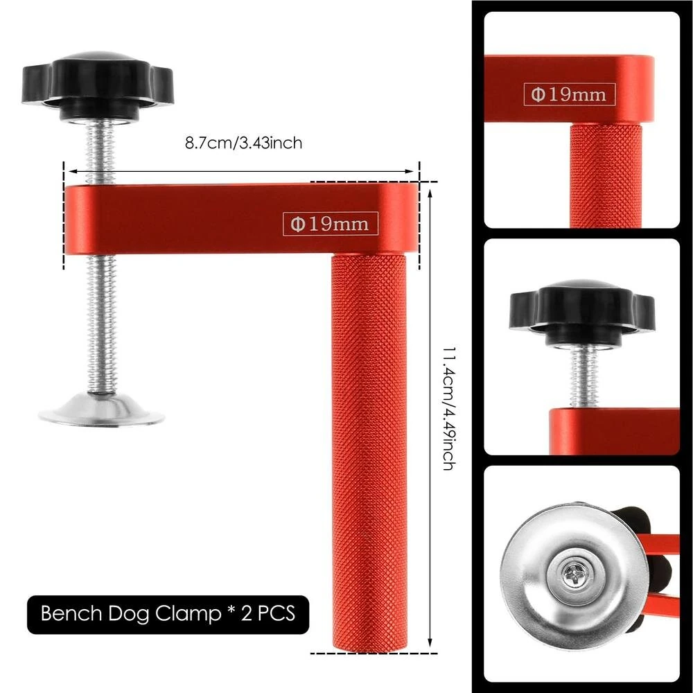 Bench Dog Clamp Aluminum Alloy Non-Marking Silicone Pads Woodworking Accessories for Routing Cutting Grinding Long-Lasting Service Two Sizes Available — view 3