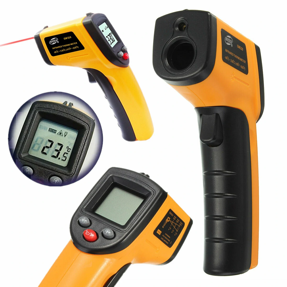 BENETECH GM320 Non Contact Laser LCD Display Digital IR Infrared Thermometer Temperature Meter Gun -50℃ to 330℃ — BENETECH