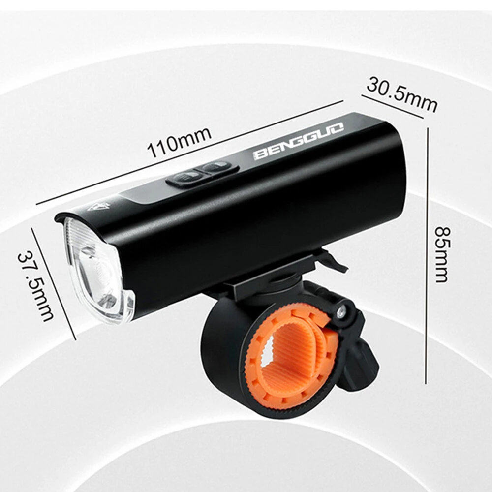 BENGGUO 1100LM Bicycle Headlight High-brightness IPX4 Waterproof Type-C Charging 8 Modes Bike Front Light for MTB Night Riding Safety — view 6